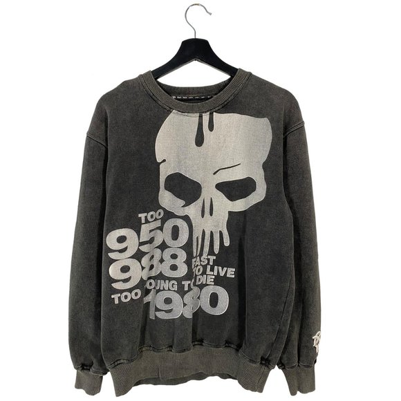 Bounty Hunter Too Young to Die stonewash crewneck gray mens size JPN Medium - Picture 1 of 7